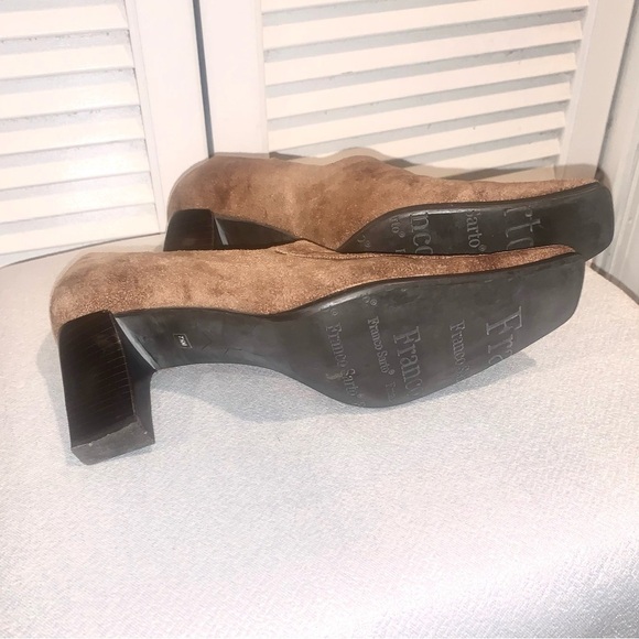 Franco Sarto square toe blocked heels Carmel suede Color size 7.5 - Picture 3 of 7